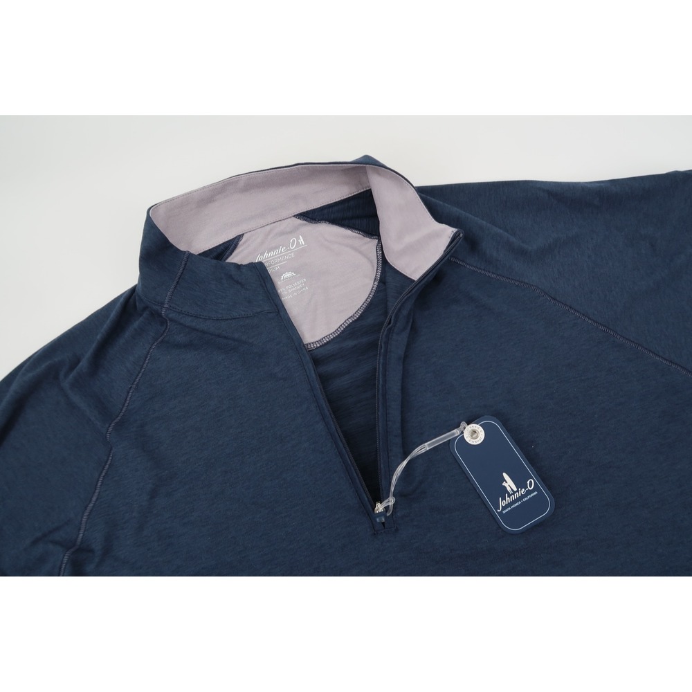 johnnie-O Freeborne Pullover Mens Medium Wake Navy Blue 1/4 Zip Performance NEW